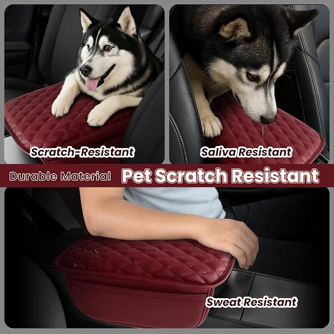 Upgraded Car Center Console Cover,Microfiber Leather | Car Armrest Cover Cushion with 2 Storage Bags,Universal Car Armrest Storage Box Car Interior Accessories for Most Vehicles