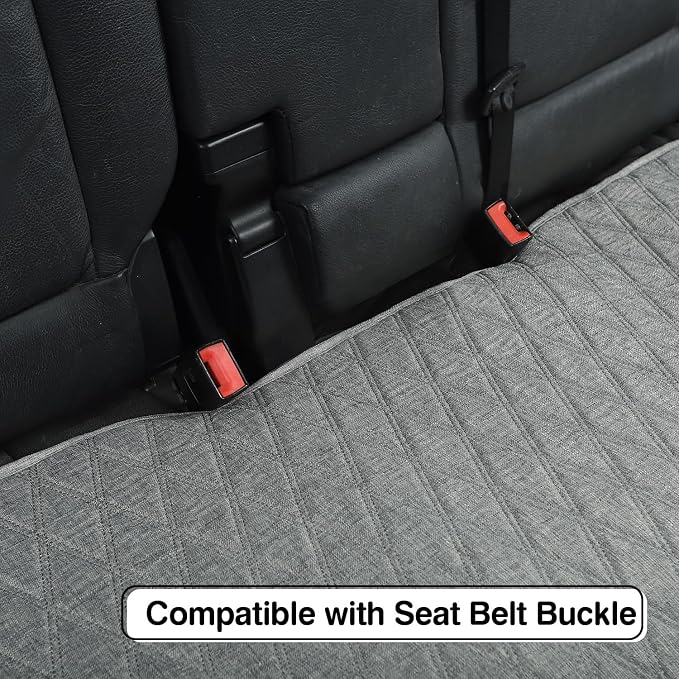 Leader Accessories Faux Linen Rear Bench Seat Cover, Size M, Grey | Breathable Back Seat Protector With Non-Slip Bottom, Diamond Stitched Bench Seat Cushion for Vehicles Cars Van SUV Truck