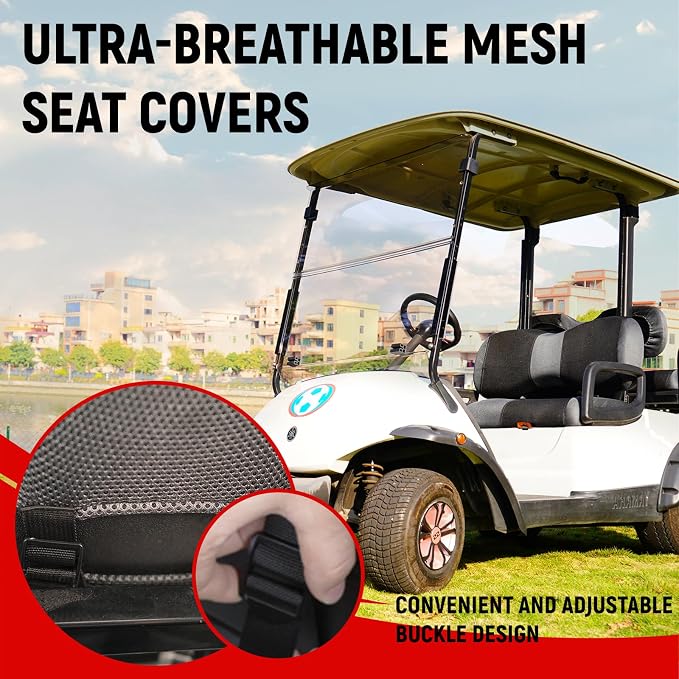 Golf Cart Front Seat Covers for Yamaha G29/drive Drive 2 2007+, Durable Polyester Fabric Yamaha G29 Seat Covers, Breathable Washable