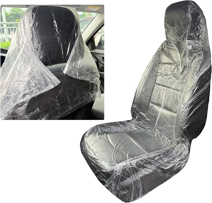 ROCCS 50PCS Disposable Car Seat Covers, Transparent Waterproof Plastic Seat Protector Universal for Airplane Seat, Salon Chairs, Restaurant Seats, Bus Seats & Most Vehicles