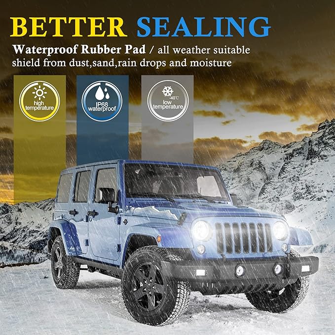 Flush Mount LED Light Pods, BUNKER INDUST 2Pcs 6 Inch Spot Flood Combo Beam 6000 LM Triple Row Driving Off Road Light Bar Waterproof Led Work Light for Golf Cart Trucks Tractor SUV 4x4 ATV UTV