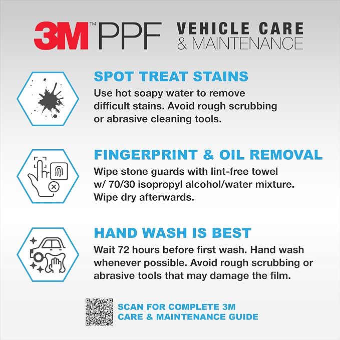 3M Clear Paint Protection Film, 8 mil PPF Vinyl Wrap with Self-Healing Technology, UV Protection, Non-Yellowing, Scratch Resistant, Glossy Finish (12 x 12in)