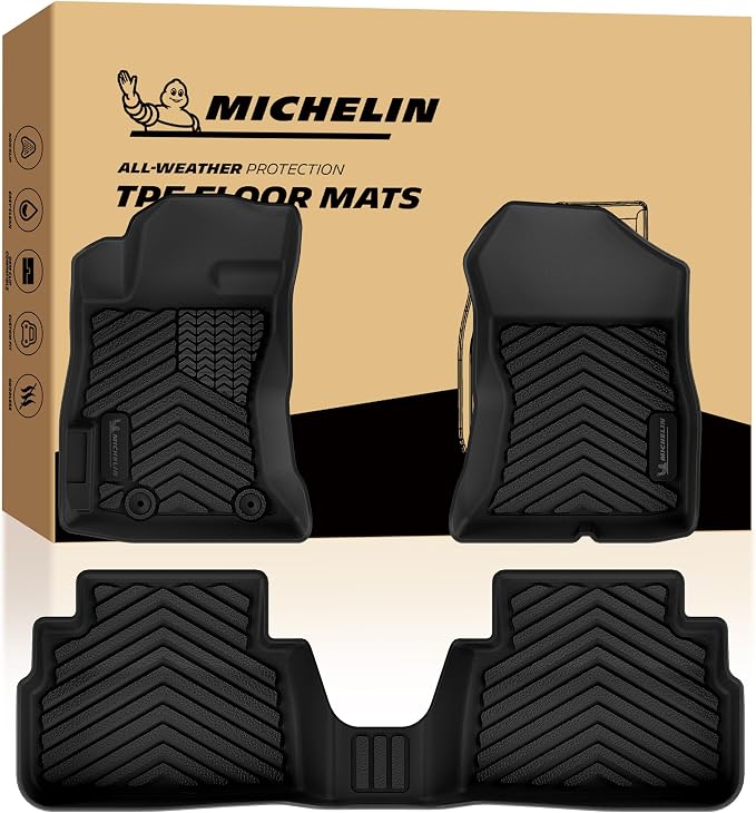 Michelin Vehicle Mats for 2018-2023 Subaru Crosstrek/2017-2023 Impreza | Not Fit Hybrid Models, All-Weather TPE Floor Mats, Liner for Base/Limited/Premium/Sport 1st & 2nd Row, 3PCS, Premier