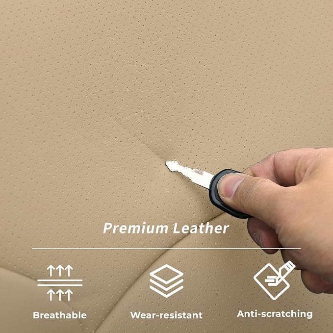 coverdream Leather Seat Covers for Toyota Sienna 2021–2026 XSE/XLE/Limited/Platinum/Woodland,7-Passenger,2nd Row w/No Leg Rest,Custom Fit Full Set Waterproof Seat Protector,Beige
