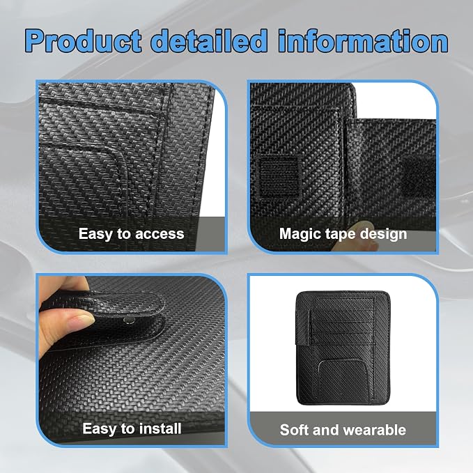 Augeny Car Sun Visor Organizer, Auto Visor Organizer and Storage, Registration and Document Holder, Vehicle Accessories for Sunglasses Document Card Pen Driver License (Carbon Fiber Black)