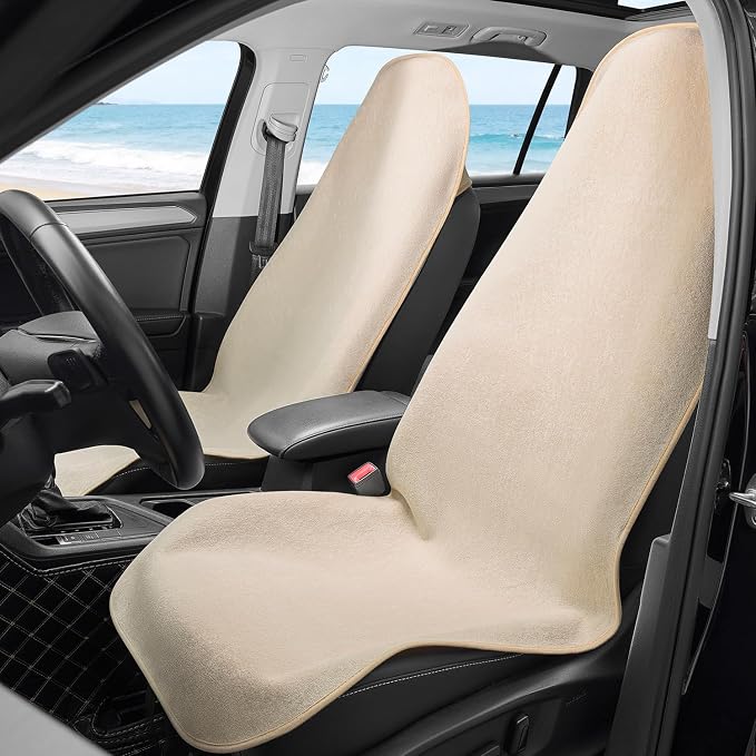 Waterproof Car Seat Cover Full Sets Interior Sets Universal Fits Car Sweat Towel for Trucks SUV Van Car Seat Protector Beige Protector Cloth Seats Pack of 3