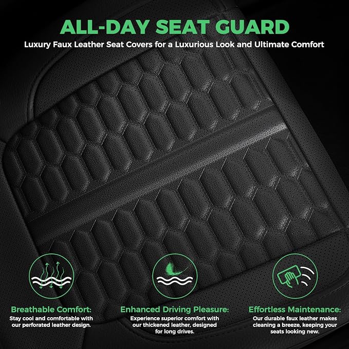 Custom Seat Covers for 2014-2018 Silverado/Sierra 1500 Crew Cab | Fits 2500/3500HD 2015-2019, Jump Seat Cover(armrest storage only), Faux leather, Waterproof, Scratch-resistant, Easy-clean