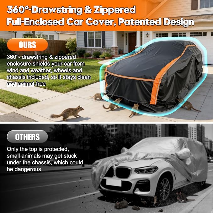 All-Weather Waterproof Multi-Layer Heavy-Duty Cover – Fits 178-185" Sedans: Civic, Corolla, Jetta, Forte, Sentra, Elantra, Prius & More.