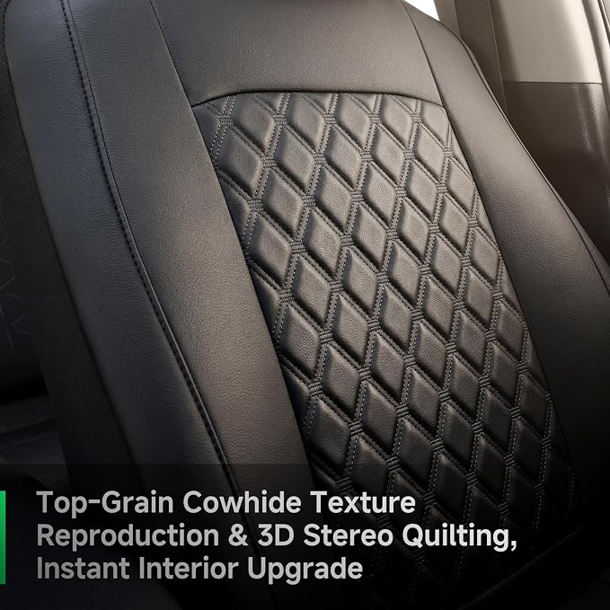 GIANT PANDA 2PCS Front Car Seat Cover for Toyota Rav4 Camry Highlander Corolla Prius Corolla Cross Venza Avalon, Faux Leather Bucket Seat Covers (Black)