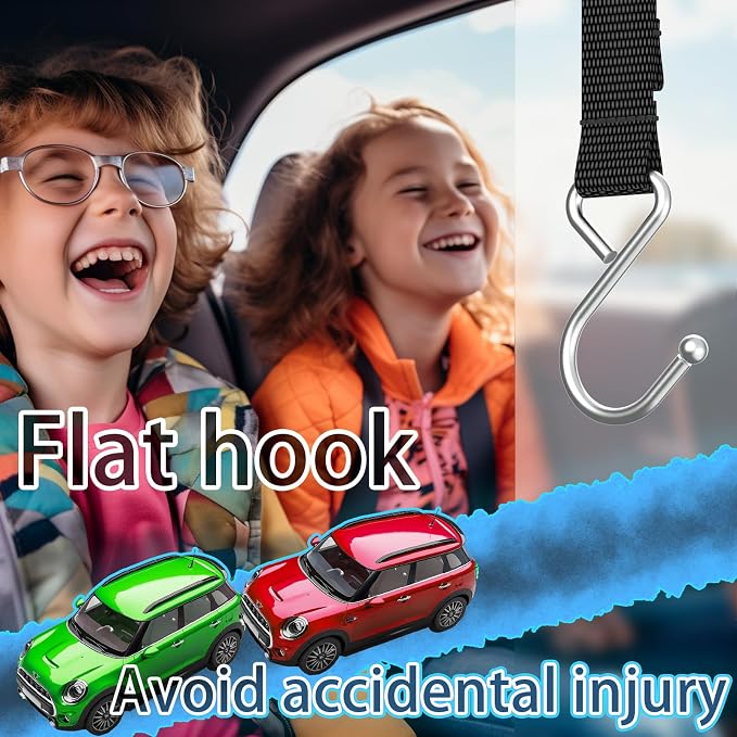 Purse Hook for Car, S-Shape Headrest Hooks, 2 Pack | 100 LBS Heavy Duty, Safe Flat Design, Multi-Use for Bags & Sports Fence