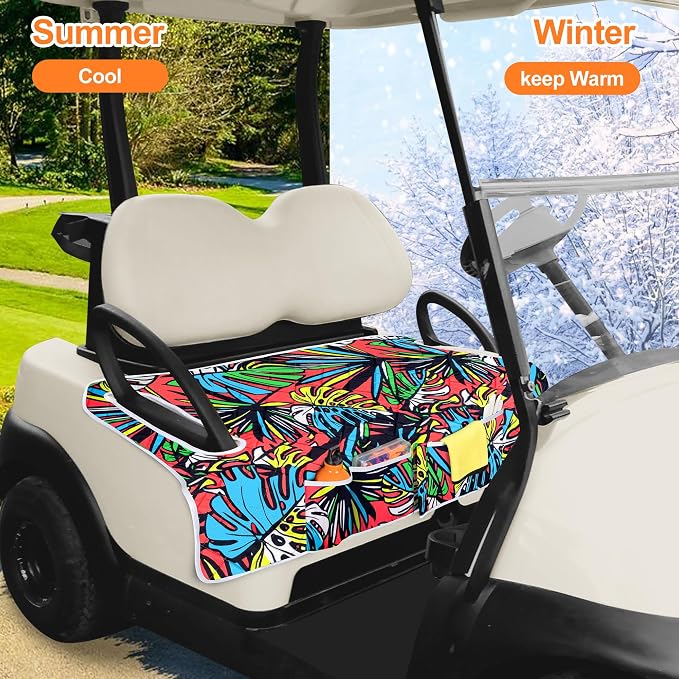PGmoon Golf Cart Seat Covers with 4 Front Pockets & Nonskid Bottom