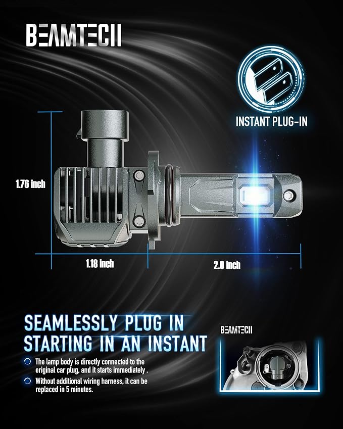 BEAMTECH 90/06 Bulbs, G-XPower Chips 500% Brighter 6500K White Plug and Play Fog Light, 2 Bulbs