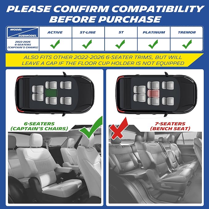Michelin Vehicle Mats, Premier Series All-Weather TPE Custom Fit Liner for 2022-2026 Ford Explorer 6 Seats Captain Chairs Active/ST-Line/ST/Platinum/Tremor Floor Mats (5 Piece)