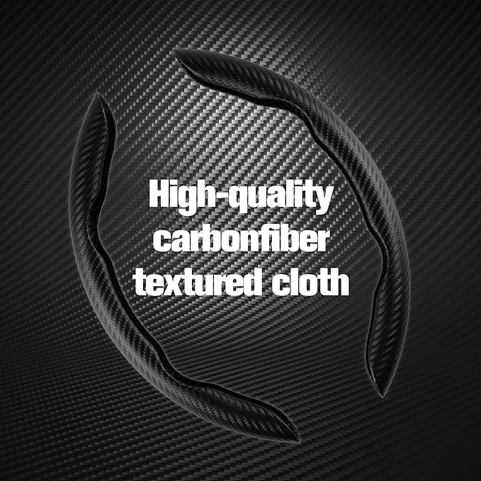Amiss 2pcs Carbon Fiber Anti-Skid Steering Wheel Cover, Waterproof & Segmented Butterfly Design, Universal 99% Vehicle Wheel Cover Protector, Car Interior Accessories (Black-2pcs)