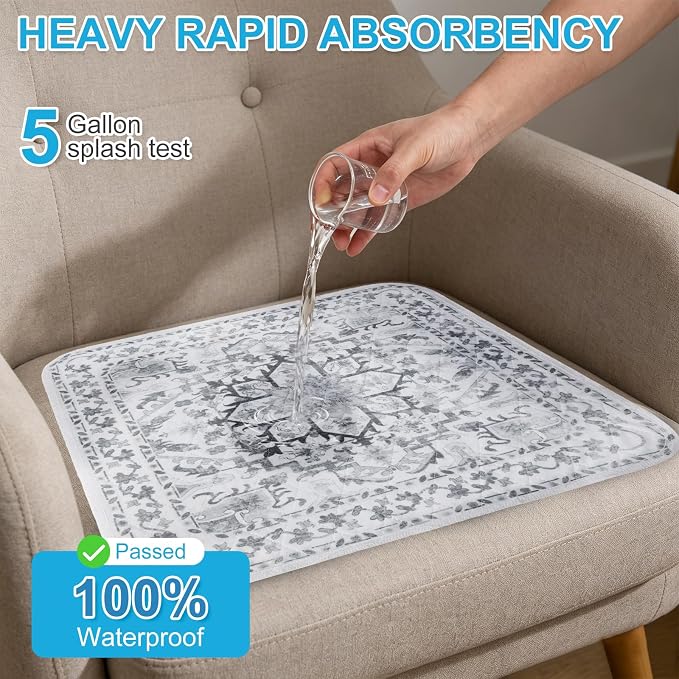 OUTCREATOR® Waterproof Chair Pads for Incontinence 21" x 22" (Pack of 4),Washable Reusable Chair Seat Protector Cover,Non-Slip Absorbent Incontinence Pad for Bed,Car,Wheelchair,Adults,Kids,Pets,Grey