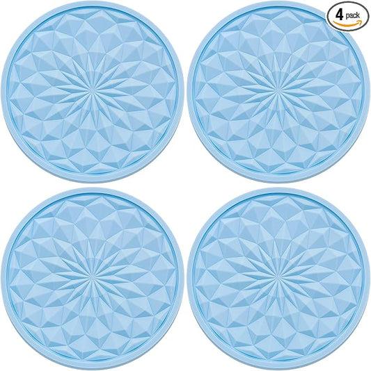 4 Pack Silicone Car Cup Holder Coaster – 2.75 Inch Non-Slip Drink Mat, Universal Fit for Most Vehicles – Cute & Functional Auto Accessories (Light Blue)