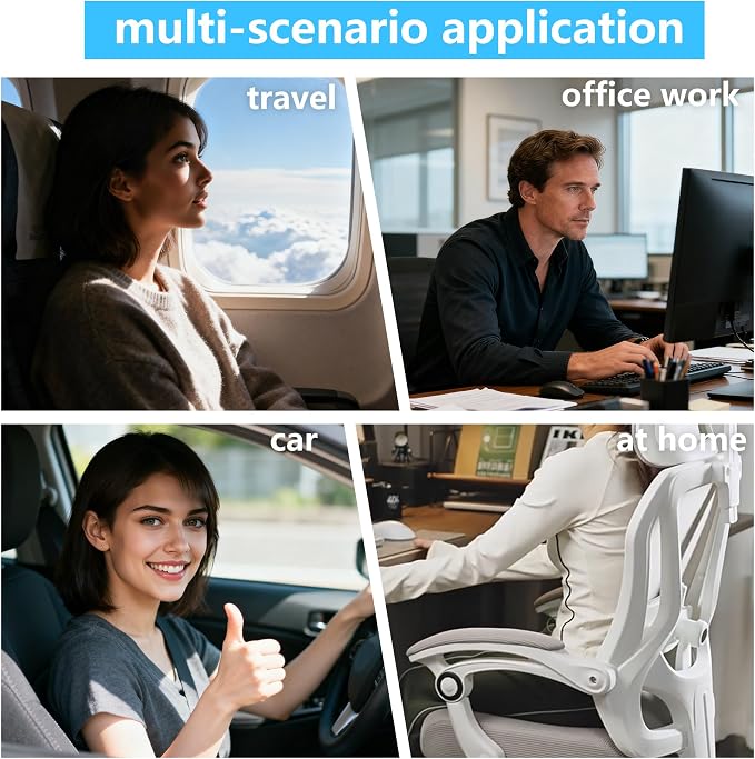 2 Pack Car Neck Pillow, Ergonomic Car Headrest Neck Rest Cushion | Car Headrest Pillow, Suede Car Neck Pillow with Adjustable Strap, Ergonomic Car Neck Support for Relieve Driving Fatigue