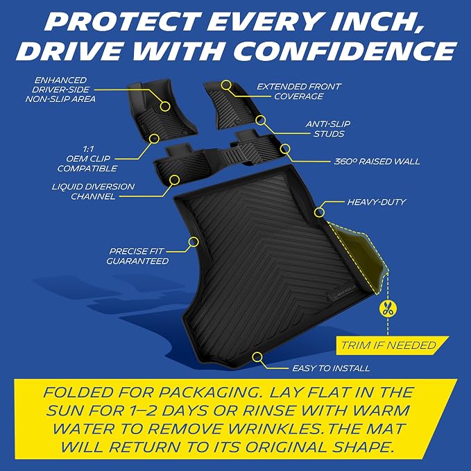 Michelin Vehicle Mats, All-Weather TPE Custom Fit Liner for 2011-2023 Dodge Charger RWD/Chrysler 300 RWD (4 Piece), Premier