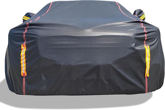 Car Cover Waterproof All Weather, 6 Layers XXL Full Exterior Covers with Zipper Cotton, Mirror Pocket. Outdoor Car Cover UV Snow Rain Wind Dust All Weather Outdoor Protection for Sedan (196-210 inch)