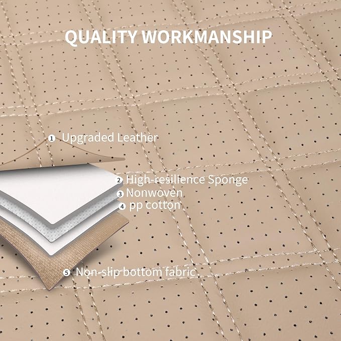 HChengkikz Front Car Seat Cover, Waterproof Nappa Leather (Beige) | Breathable, Airbag compatible, Easy to Install, Universal Fit for Most Cars, Sedans, SUVs, Vans, Trucks