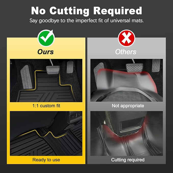 Floor Mats Fit for Honda Accord Sedan 2017 2016 2015 2014 2013, All Weather Rubber Custom Fit Anti-Slip Car Floor Liner, 1st & 2nd Row, Black (Not for Coupe)