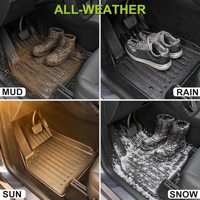 Floor Mats for 2025 2026 Tesla Model Y Juniper, 8PCS All Weather Full Set Cargo Liners Accessories, 3D TPE Odorless Trunk Frunk Rear Mats & Trunk Sill Guard for 5-Seater (Not Fit Standard-YL-7-Seat)