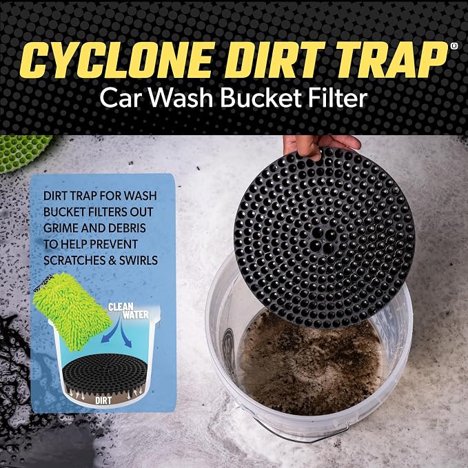 Chemical Guys, Cyclone Dirt Trap Car Wash Bucket Insert, 12 inch, Black | Drop-in filter traps dirt and grit at the bottom of the bucket to keep wash water cleaner and reduce swirls