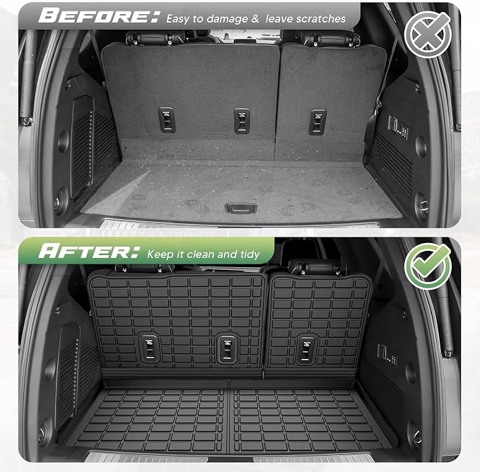 Floor Mats for Chevy Tahoe/GMC Yukon 7 Seats Bucket Seat (Not for Yukon XL) 2021-2025 2026, All Weather Cargo Liner for Tahoe Accessories, Heavy Duty Car Mats, Car Accessories