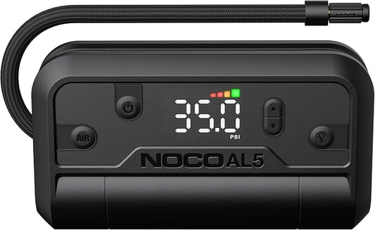 NOCO Air AL5: Cordless Tire Inflator – Portable Rechargeable Air Compressor with USB-C – 17 LPM Inflates 0–40 PSI in 7 Minutes – Digital Gauge + Auto-Shutoff – For Tires up to 31-Inches