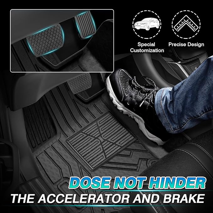T TGBROS Floor Mats Toyota RAV4 2026 5 Seat (Only Fit Hybrid), All Weather TPE Custom Fit Car Mats 7PCS Set Door Sill Guards Anti Slip