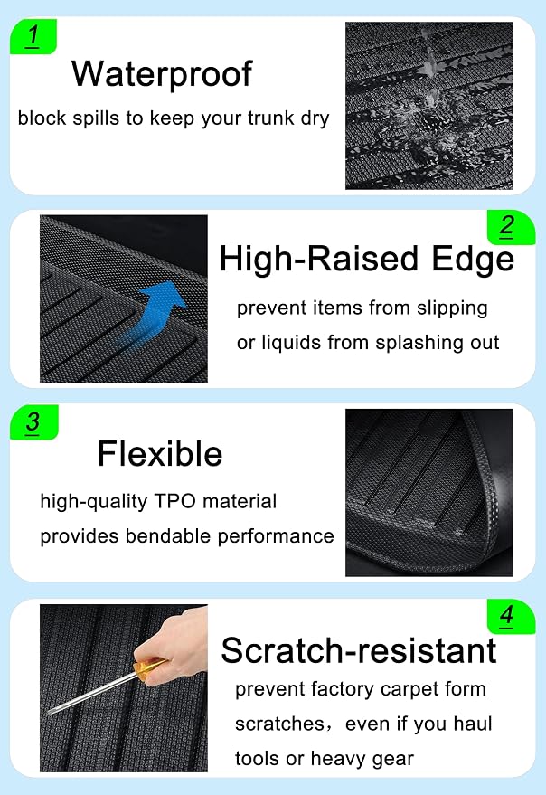 Accord Cargo Liner - All-Weather Rear Trunk Tray Cargo Mats Protector Custom Fit, 3D Tech Waterproof Flexible TPO Accessories, Compatible with 2013-2017 Honda Accord Models(No Hybrid Model)