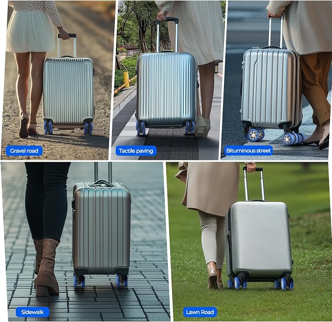 8Pcs Upgrade Luggage Wheel Covers, Travel Accessories (Blue) | Wear-resistant & anti-noise silicone covers. Fits 2-2.4" wheels. Protects suitcase wheels. Travel essential for suitcases