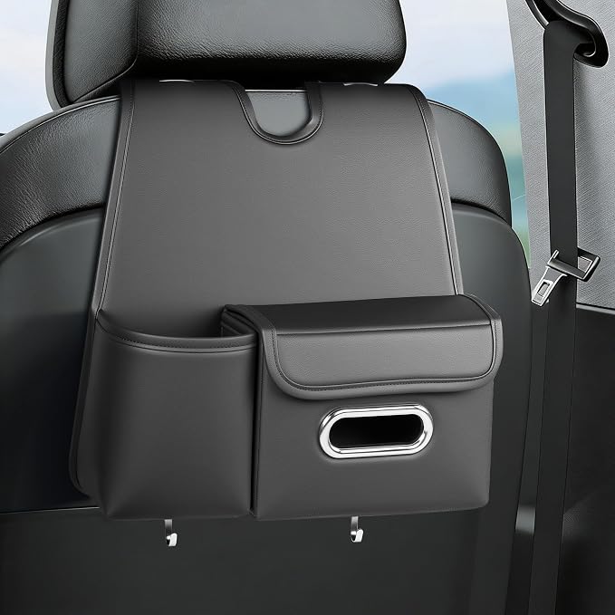 Seat Back Organizer, Multi-Pocket Storage Bag with Tissue Holder | Car Storage, Multifunctional Drink Cup Holder Organizers with Tissue Storage Box Organizer, Backseat Hanging Storage Pocket