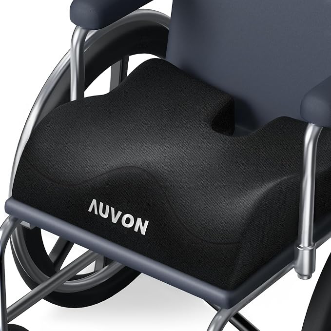 AUVON Anti-Slip Wheelchair Cushions with Front High Rear Low & Hump Design, Ergonomic Seat Cushion to Optimize Sitting Posture, Chair Cushions Relieve Sciatica, Back, Pressure Sore & Ulcer Pain | Ergonomic Chair Cushion with U-Cutout for Tailbone, Back...