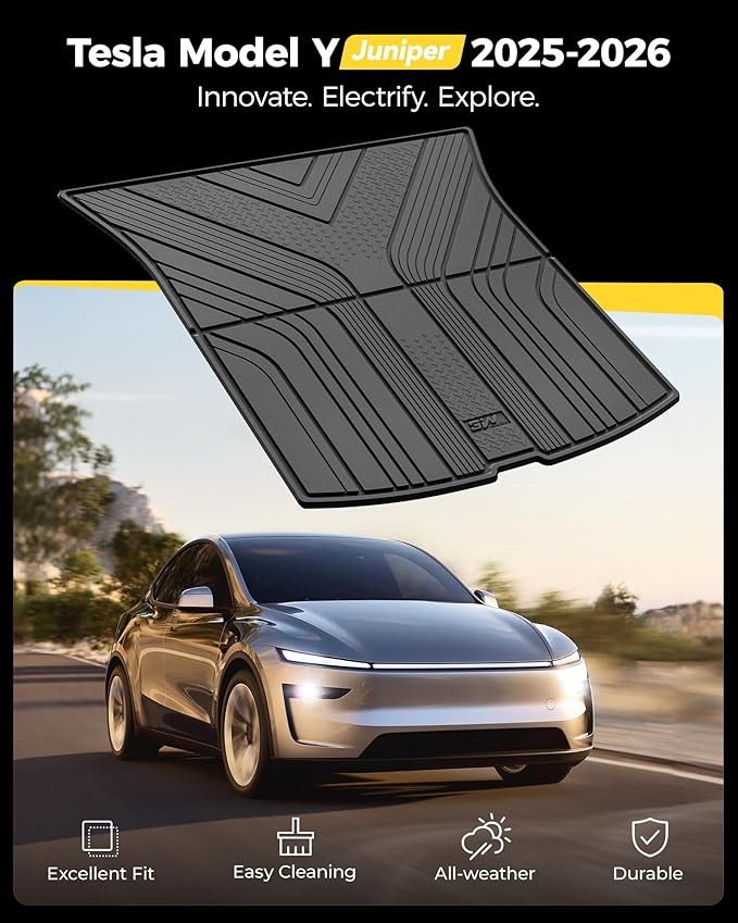 3W Tesla Model Y Juniper Cargo Liner 2025 2026, Rear Trunk Mat, 2025 2026 Model Y Juniper Accessories, TPE Anti-Slip All Weather Custom Fit Vigormold™