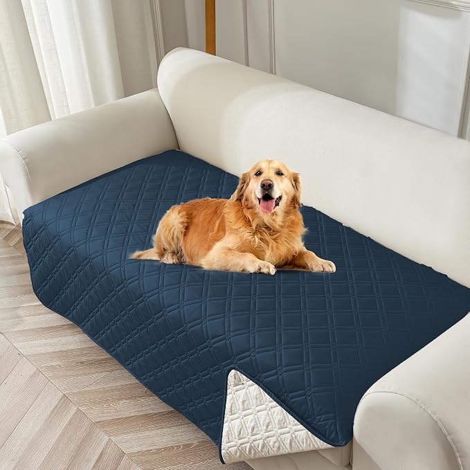 Genina Waterproof Couch Cover, Washable Anti-Slip 67 inch Sofa Covers with 3 Cushions, Sectional Couch Covers for Pets Friendly, Sofa Slipcovers for Dogs Cats, (67inch/Peacock Blue)