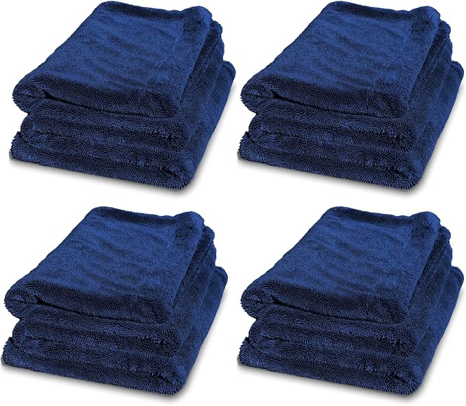 Premium XL Car Drying Towel 40"x24" - 1300 GSM Car Towel, 4-Pack (Navy) | Extra Large Professional Drying Towels Car Detailing, Double Twisted Loop Super Absorbent Microfiber Drying Towels for Cars