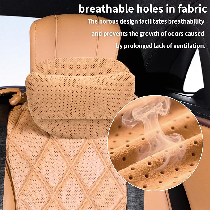 Car Neck Pillow, Ergonomic Car Neck Support for Relieve Fatigue | Car Neck Support Pillow, Suede Car Neck Pillow with Adjustable Strap, Ergonomic Car Neck Support for Relieve Driving Fatigue