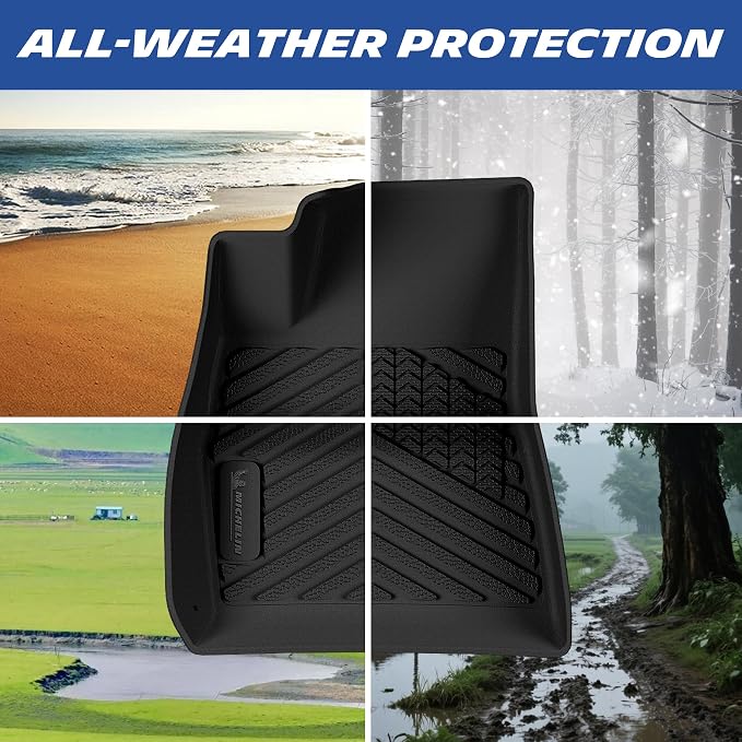 Michelin Vehicle Mats, Premier Series All-Weather TPE Custom Fit Liner for 2017-2023 Tesla Model 3 Floor Mats (3 Piece)