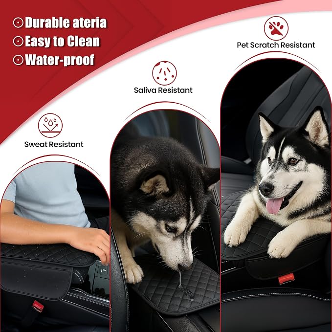 Upgraded Car Middle Center Console Cover with 2 Storage, Universal Microfiber Leather Car Armrest Cover Cushion for Most Vehicles, Memory Foam Comfort Stylish Leather Scratch-Resistant, Thickened