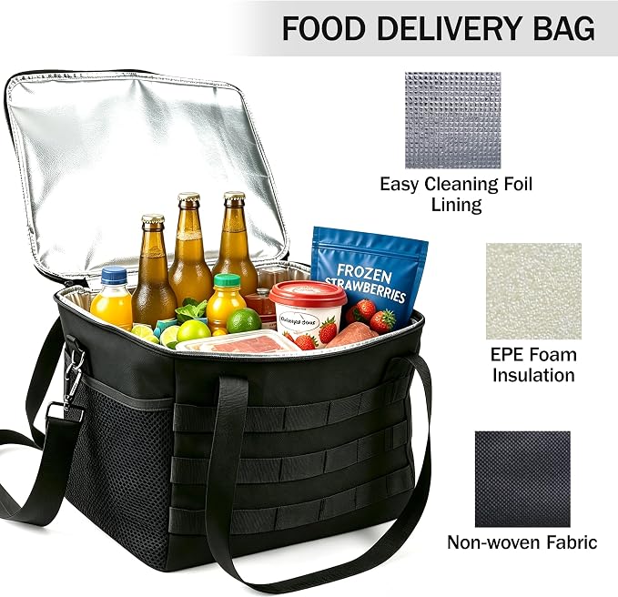 Tactical Reusable 6 Cups Drink Carrier,Insulated Caddy Foldable Cup Holder | MOLLE System,Clear order window. 6 adjustable dividers.Tip-Resistant No-Spill,For Car, Camping, Travel,Delivery