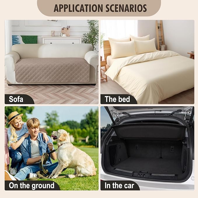 Genina Waterproof Couch Cover,Washable Anti-Slip 78inch Sofa Covers with 3 Cushions,Sectional Couch Covers for Pets Friendly, Sofa Slipcovers for Dogs Cats(78inch/Taupe)