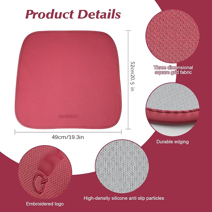 2PCS Car Seat Covers Cushion, for Car Seat Office Chair, Prevent Seat Dirt, Thin and Breathable, Do Not Affect Seat Ventilation Functions, with Non Slip Bottom, 20.5"x19.3" Red