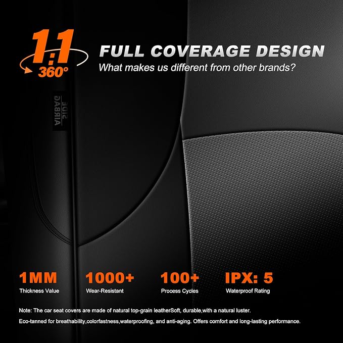 AOMSAZTO Custom Fit Seat Covers for Toyota 4Runner 2011-2024 | Full Set Waterproof Airbag Compatible Car Seats Cover for 4Runner Accessories Black&Gray (5 Seats Model Only)