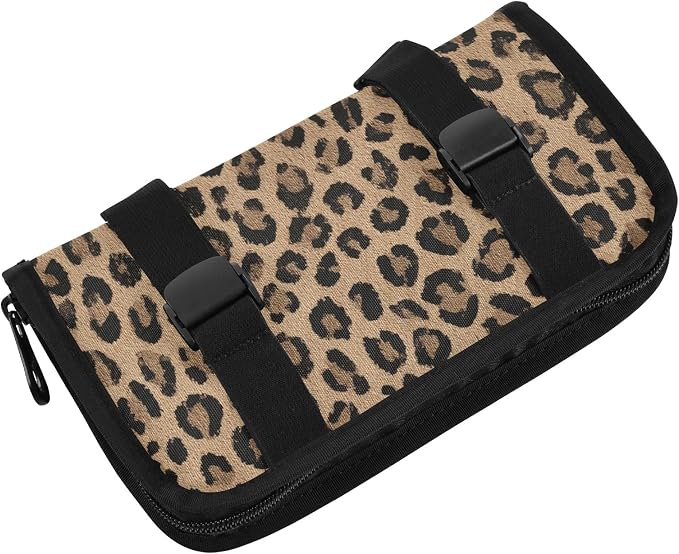 Car Tissue Holder Car Napkin Holder Box Dispenser Storage Case Sun Visor Mask Holder with Adjustable Straps Reusable Refillable Brown Leopard Print