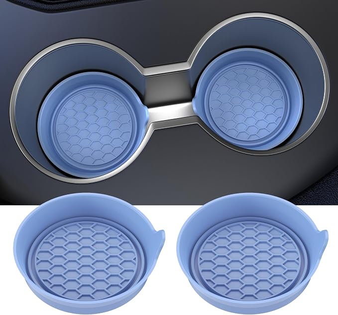 Amooca Car Cup Coaster Universal Automotive Waterproof Non-Slip Cup Holders Sift-Proof Spill Holder Car Interior Accessories 2 Pack Gray Blue