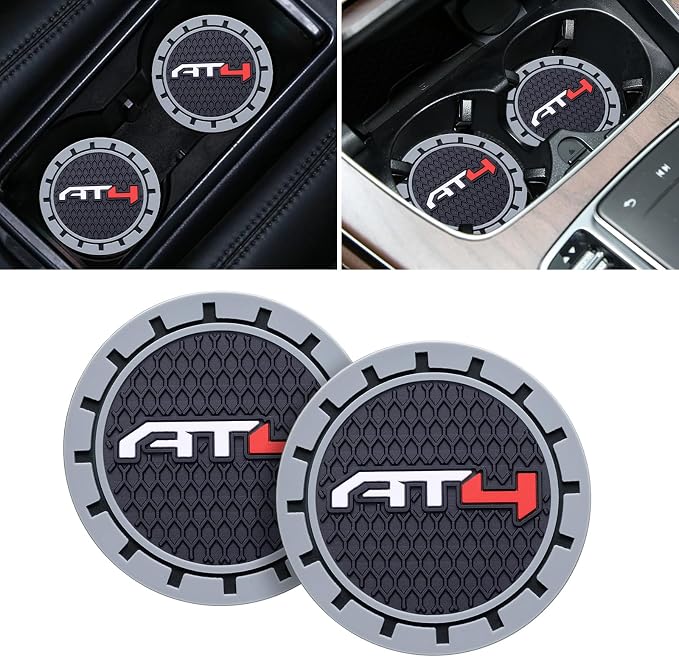 Black Silicone Car Coasters for GMC AT4 Series Non-Slip Car Cup Holder Coasters,Car Interior Accessory for Car Cup Holder 2Pcs 2.75 Inch