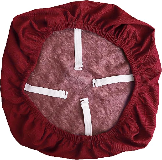 FORCHEER Waterproof Office Chair Seat Cover 20x20 Burgundy Stretchable Diamond Pattern Desk Chair Seat Cover with Buckles Bottom Only Washable Removable