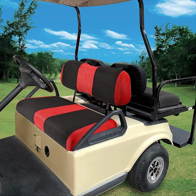 Golf Cart Washable Seat Cover Kit, 2 Passager Front Seat Covers Fit for Club Car DS OEM Ordinary Seat Cushion