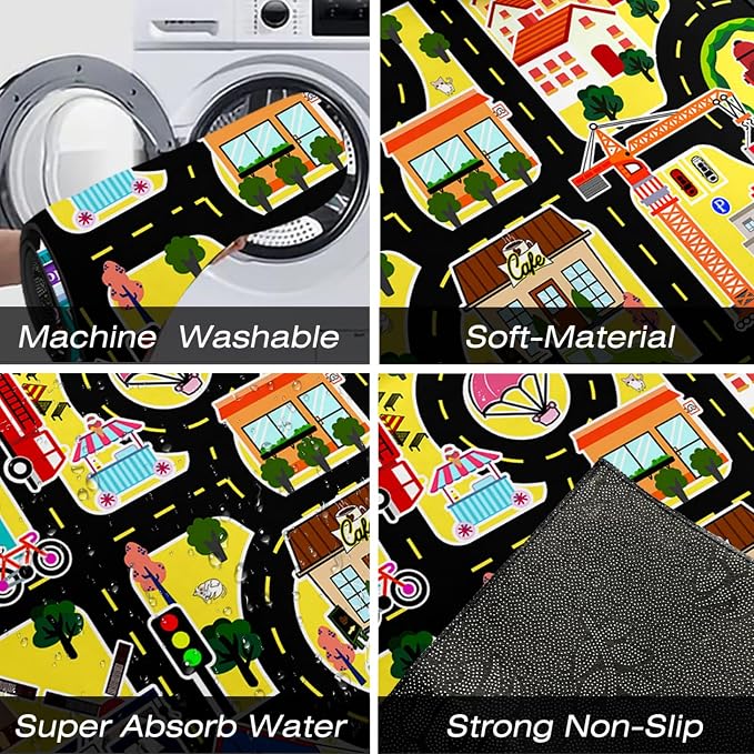 Car Rugs for Kids - Car Track Carpet for Boys Road Rug for Bedroom Road Map Carpet for Kids Toy Play Mat Farm, 4. 5x6 Feet